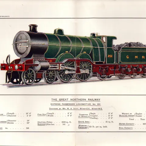 The Great Northern Railway Coloured Detailed Antique Book Plate.