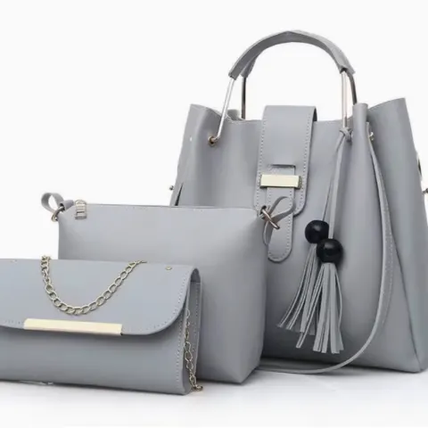 Women’s 3-Piece Handbag Set – Faux Leather Tote, Shoulder Bag & Messenger Bag