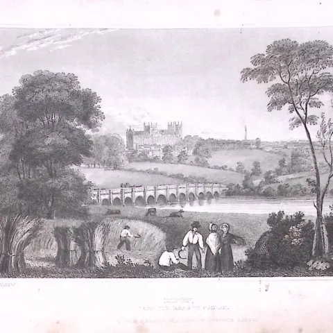 View of Ripon Yorkshire 198 Years-Old Thomas Allen Antique Steel Engraving-27
