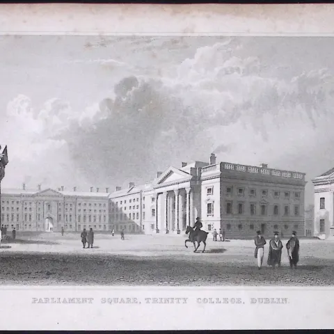 Dublin Trinity College 194 Years Old Antique Steel Engraving-35