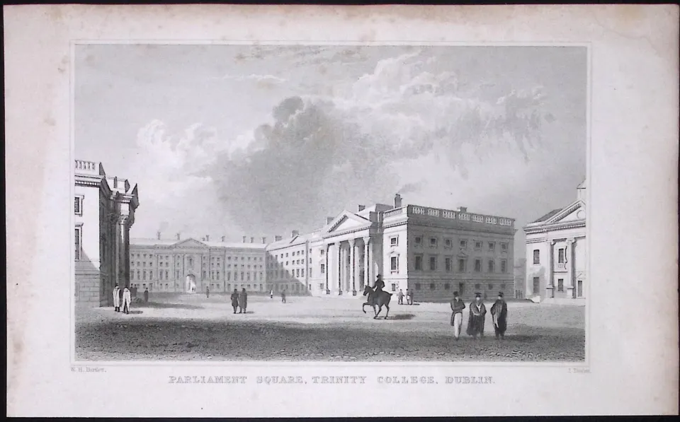 Dublin Trinity College 194 Years Old Antique Steel Engraving-35