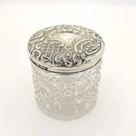 Antique Sterling Silver Lidded Dressing Table Jar c.1902
