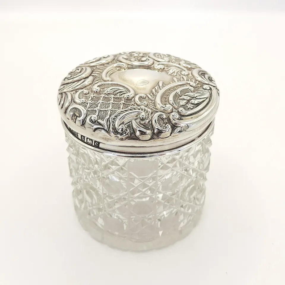 Antique Sterling Silver Lidded Dressing Table Jar c.1902