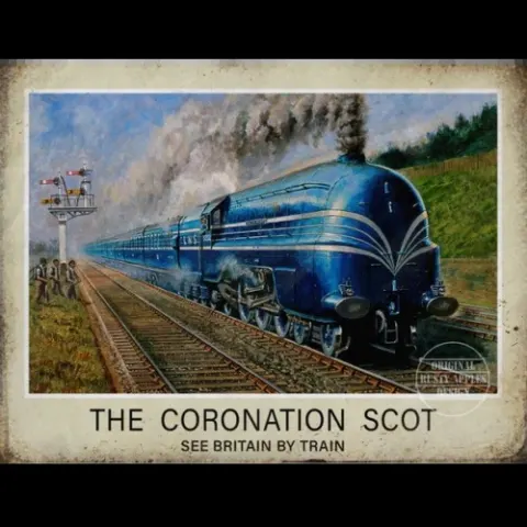 Coronation Scot Steam Train Travel Poster "See Britain By Train" Metal Wall Art