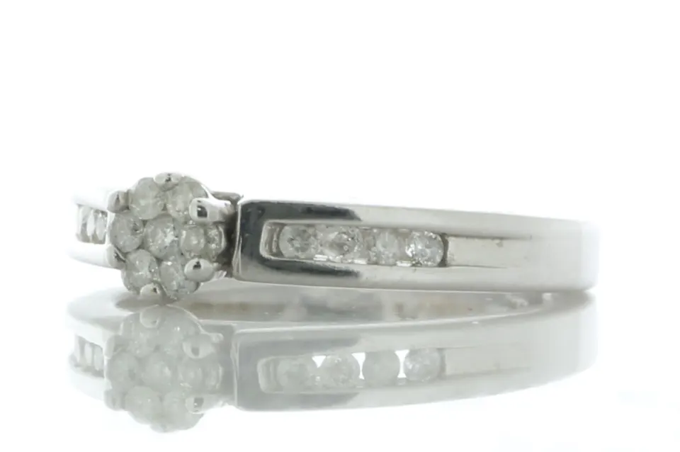18ct White Gold Single Stone With Stone Set Shoulders Diamond Ring 0.40 Carats