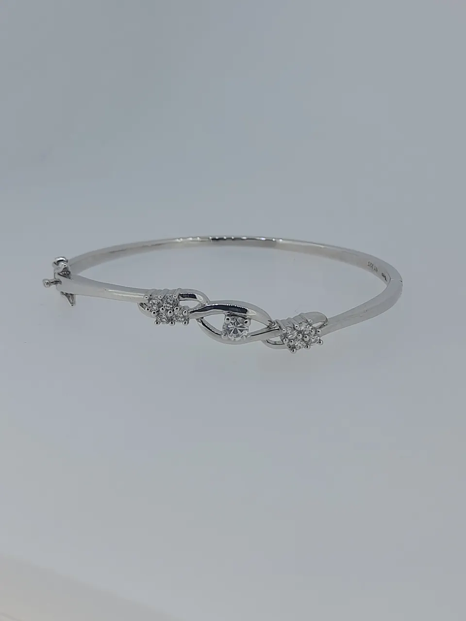 Silver Bangle Set With Clear CZ Stone, Bridal Design