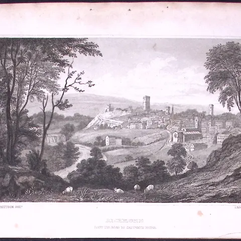 View of Richmond Yorkshire 198 Years-Old Thomas Allen Antique Steel Engraving-5