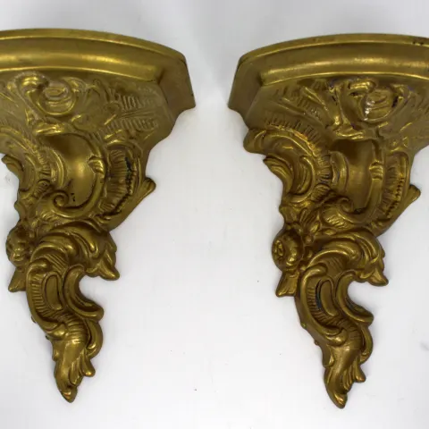 Pair of Vintage Brass Wall Brackets