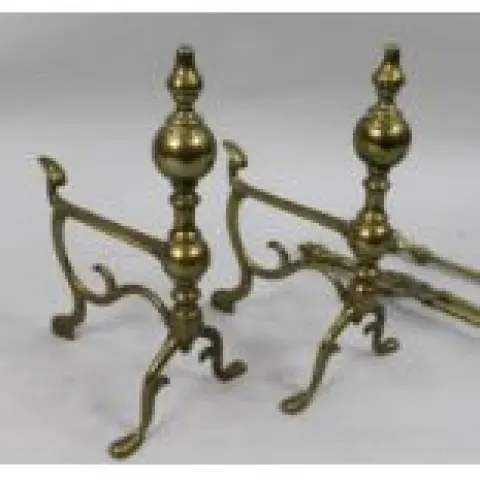 Antique Brass Fire Dogs & Irons