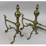 Antique Brass Fire Dogs & Irons