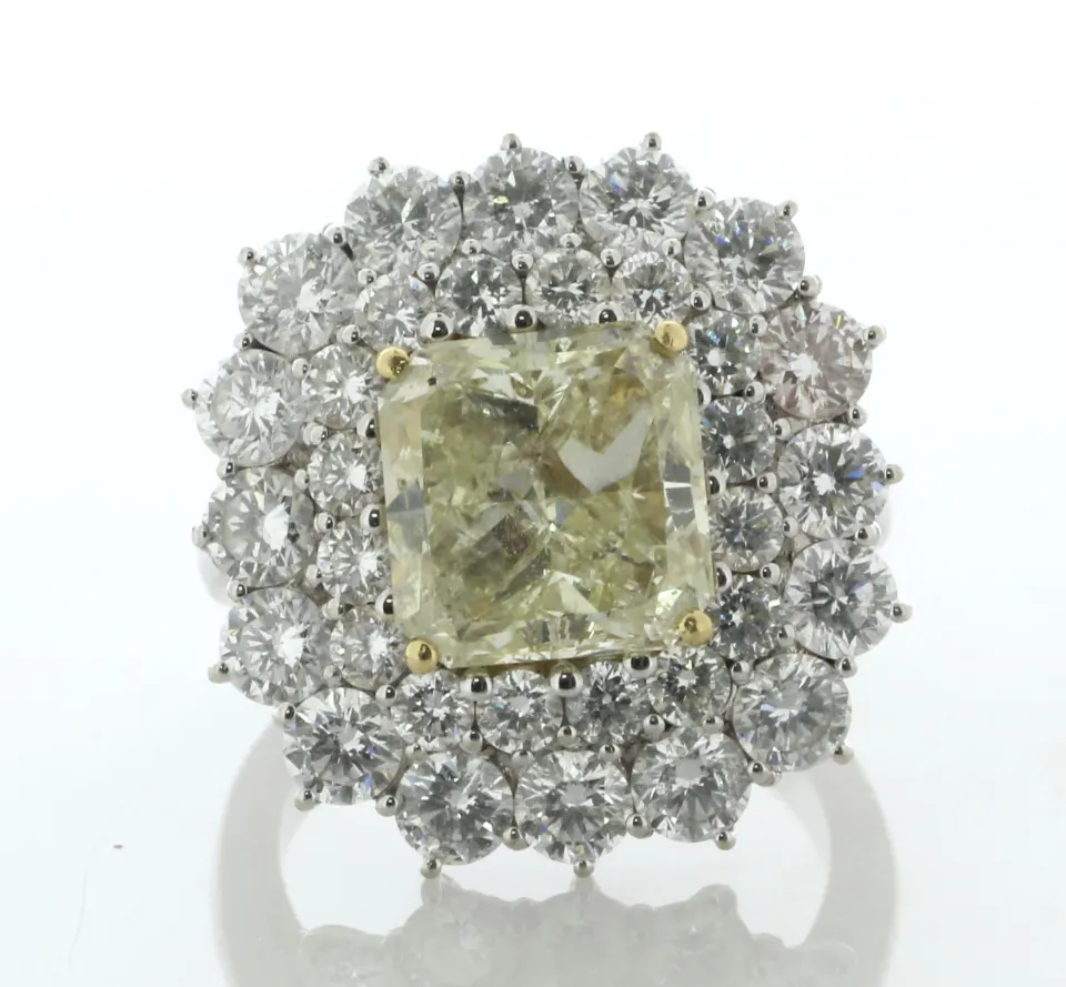 18ct White Gold Radiant Cut Fancy Cluster Diamond Ring (4.58) 2.88 Carats