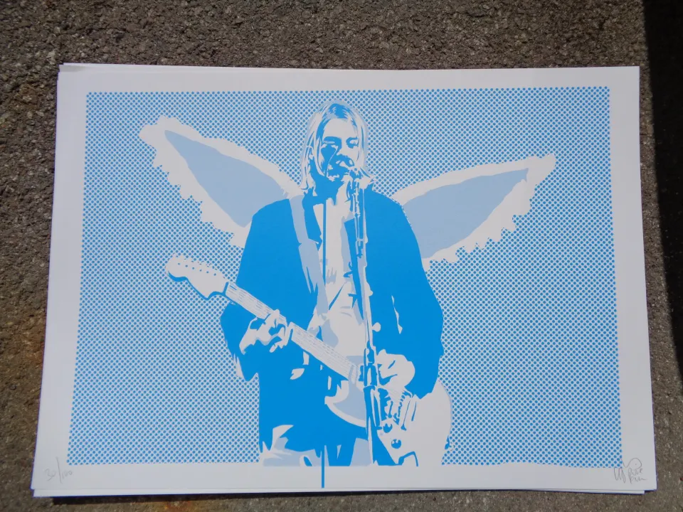 Pure Evil Signed Limited Edition Art Car Boot Fair x/100 50 x 35cm Angel Guitarist