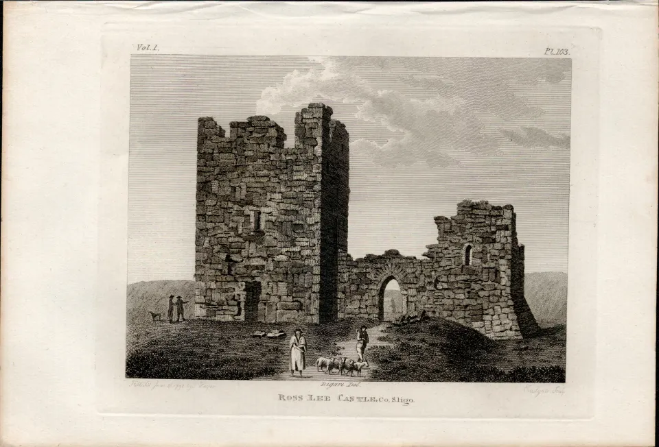 Ross Lee Castle  Co Sligo Rare 1791 Francis Grose Antique Print