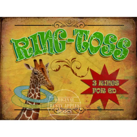 Ring-Toss Win a Prize Fairground Large Metal Wall Art