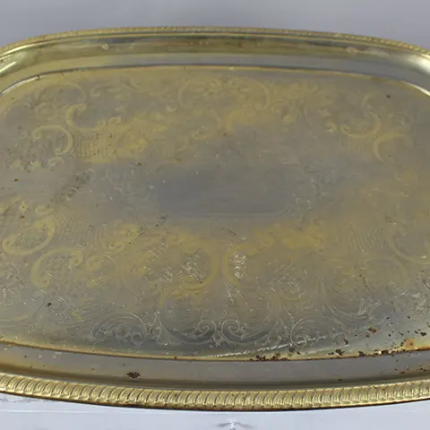 Large Vintage Gold Plated Tray
