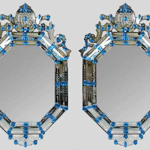 Pair of Decorative Bejewelled Venetian Style Mirrors