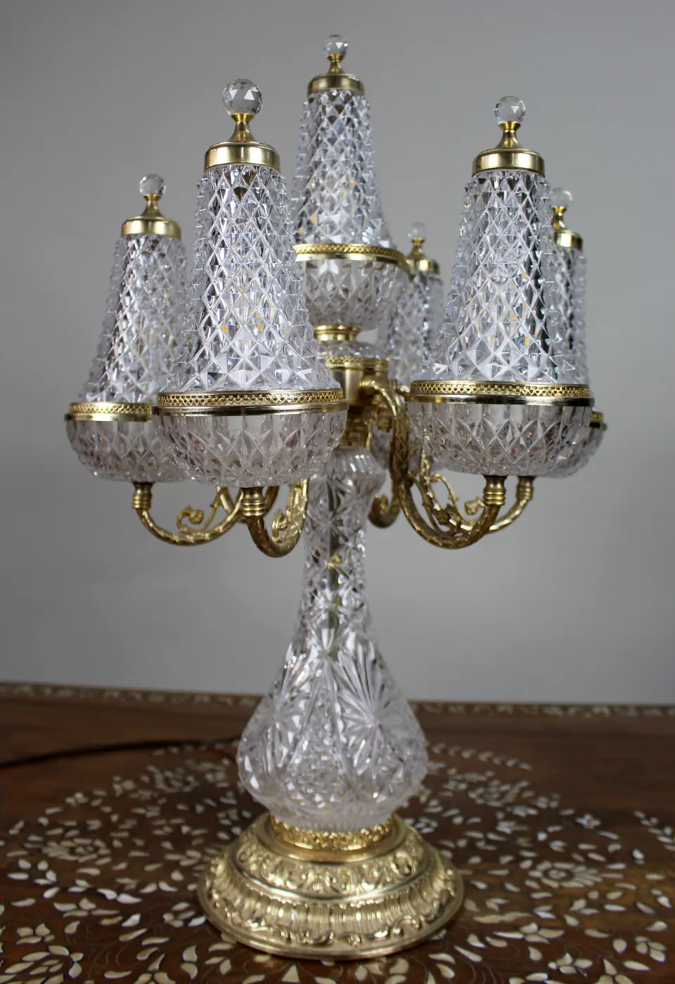 Heavy Crystal Style Italian Table Lamp