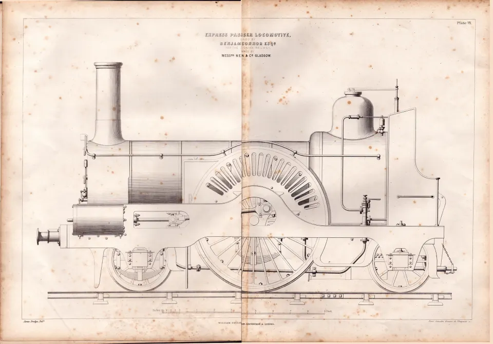Express Passenger Locomotive Caledonian Railway Antique Scarce Diagram-46.