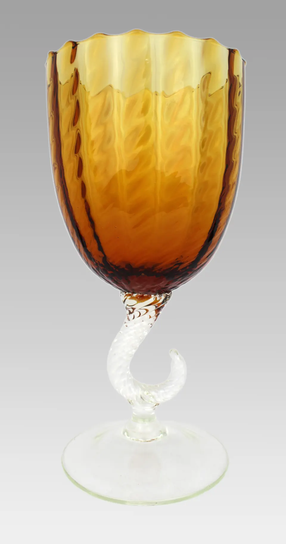 Vintage Mid-20th Century Murano-Style Amber Glass Goblet