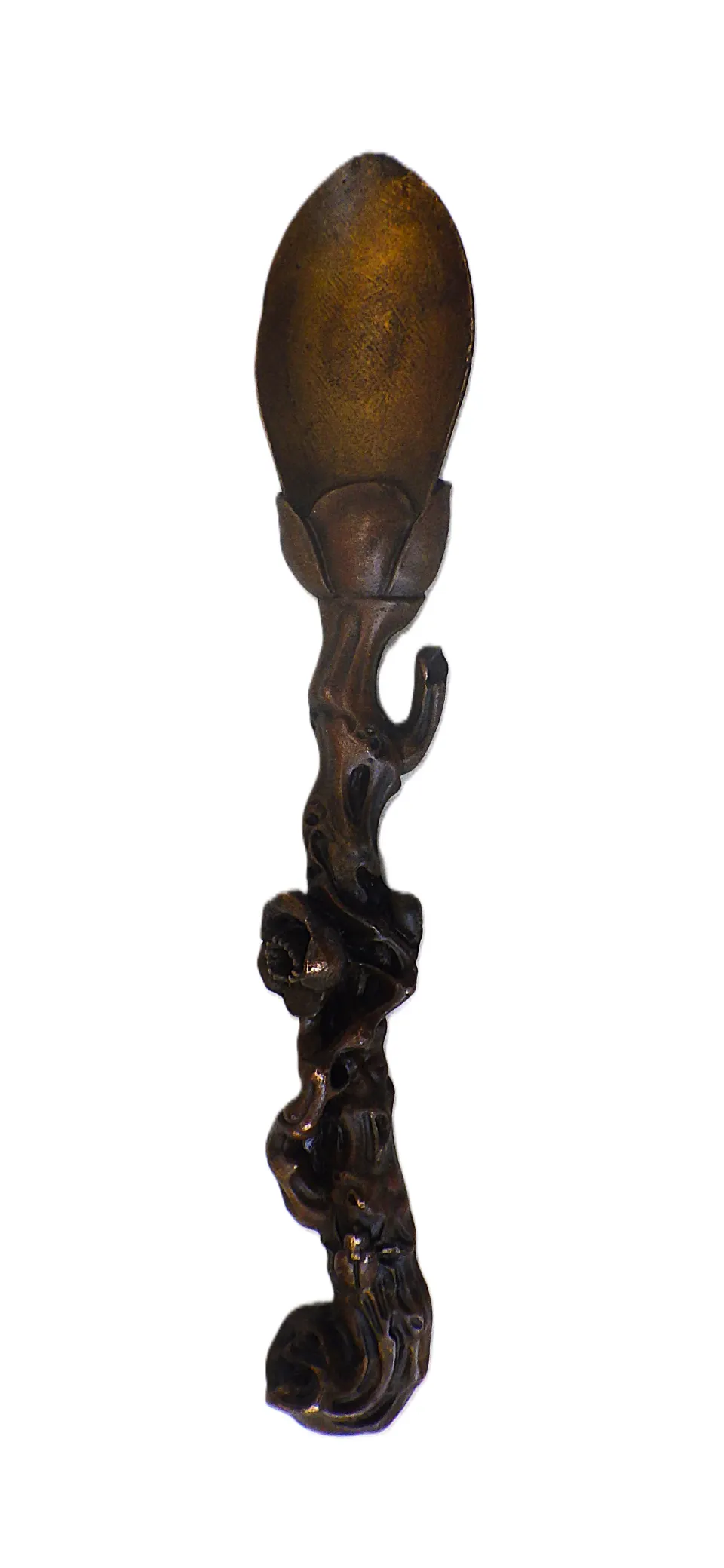 Rare Antique Chinese Bronze Heavily Ornate Tea Spoon