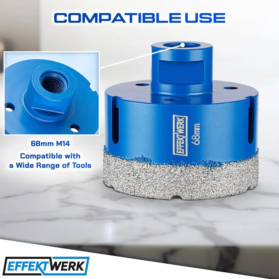 EffektWerk (68mm) Diamond Core Drill Bit with M14 Shank L5RC sku-3982