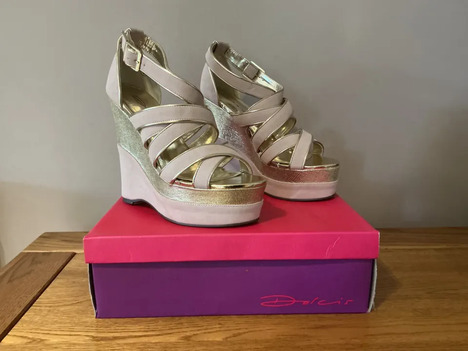 Dolcis “Jasmin” Ladies High Heel Sandals, Size 6, Nude/Gold - New RRP £40
