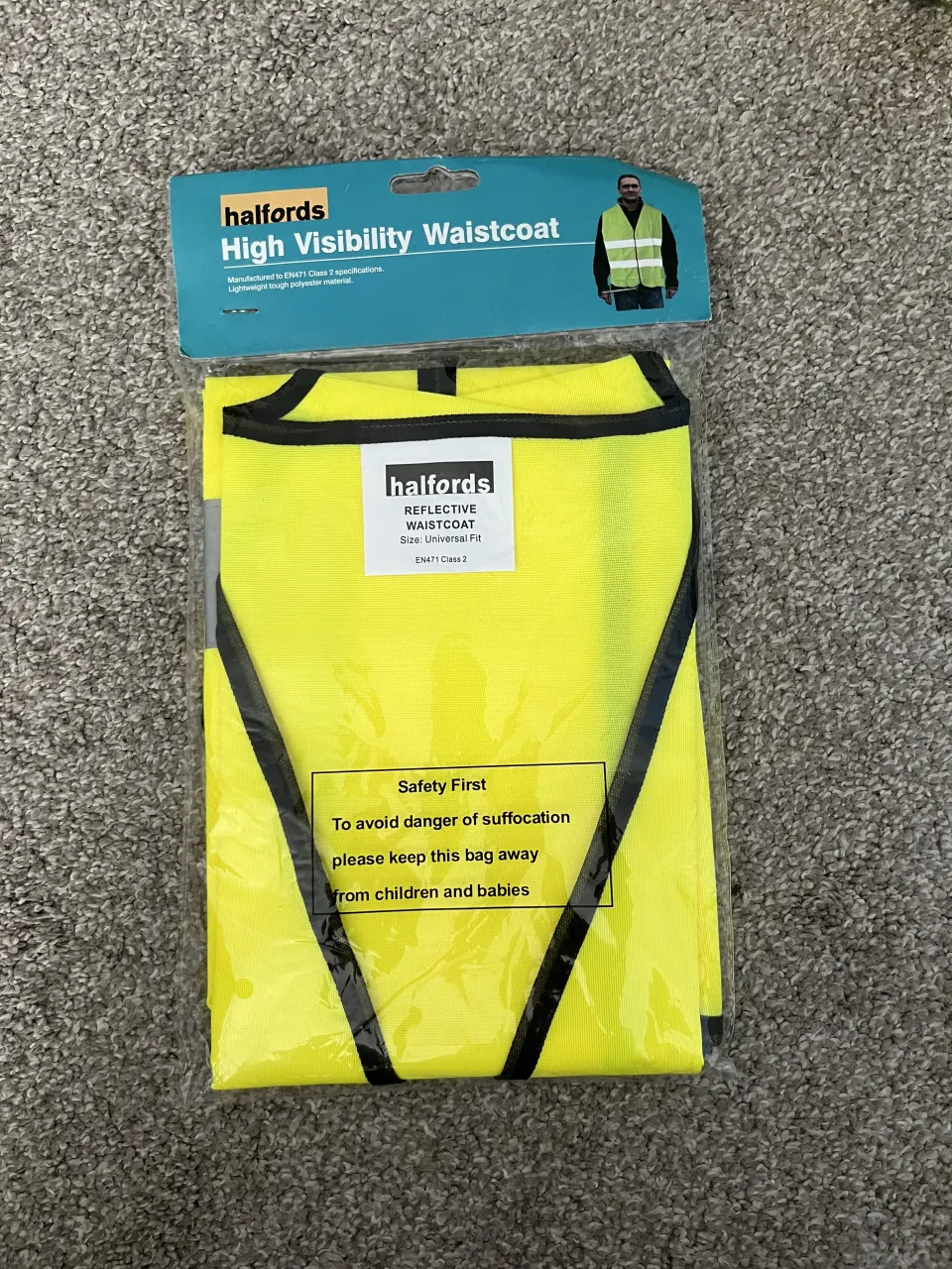 10 x Halfords Reflective Waistcoat Universal Size Ideal For Market Stall Car Boots