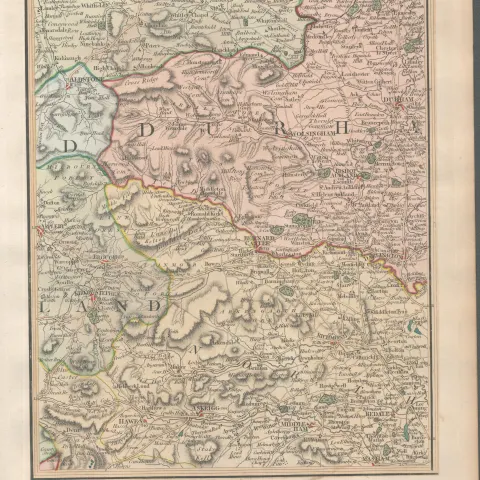 North Pennines & Yorkshire Dales Durham - John Cary’s Antique 1794 Map.