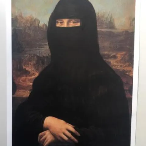 PURE EVIL (born 1968) Mona Lisa Veiled, Hand finished Lithograph UNIQUE Augmented Reality, (AR) 2014