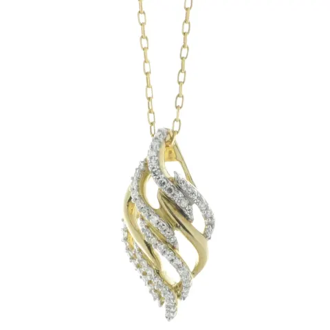 9ct Yellow Gold Drop Cluster Diamond Pendant And Chain 0.20 Carats