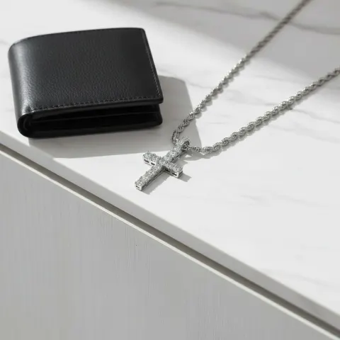 Stainless Steel Cross Pendant Necklace L25b sku-4366