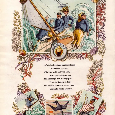 Original 74-Year-Old 1950 Guinness Print Month of August– GE 1531   #-15.