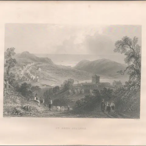 St Bees Head Cumbria Antique WH Bartlett 1842 Victorian  Steel Engraving