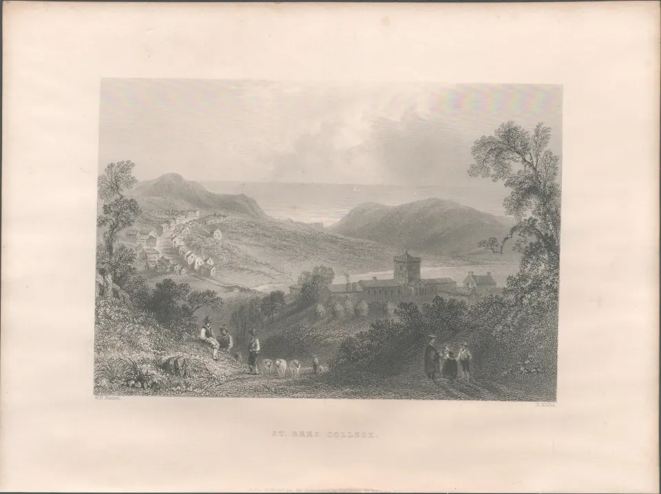 St Bees Head Cumbria Antique WH Bartlett 1842 Victorian  Steel Engraving