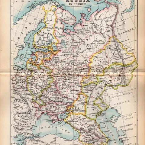 Russia In Europe Double Sided Antique 1896 Map.