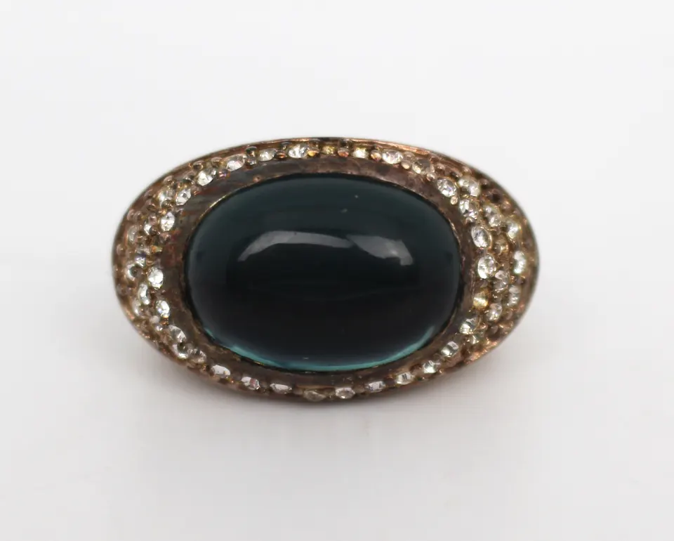 Large Green Stone Dress Ring by Monst 925