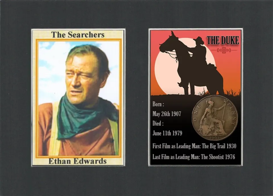John Wayne Cowboy Characters Mounted Card & Coin Gift Set.