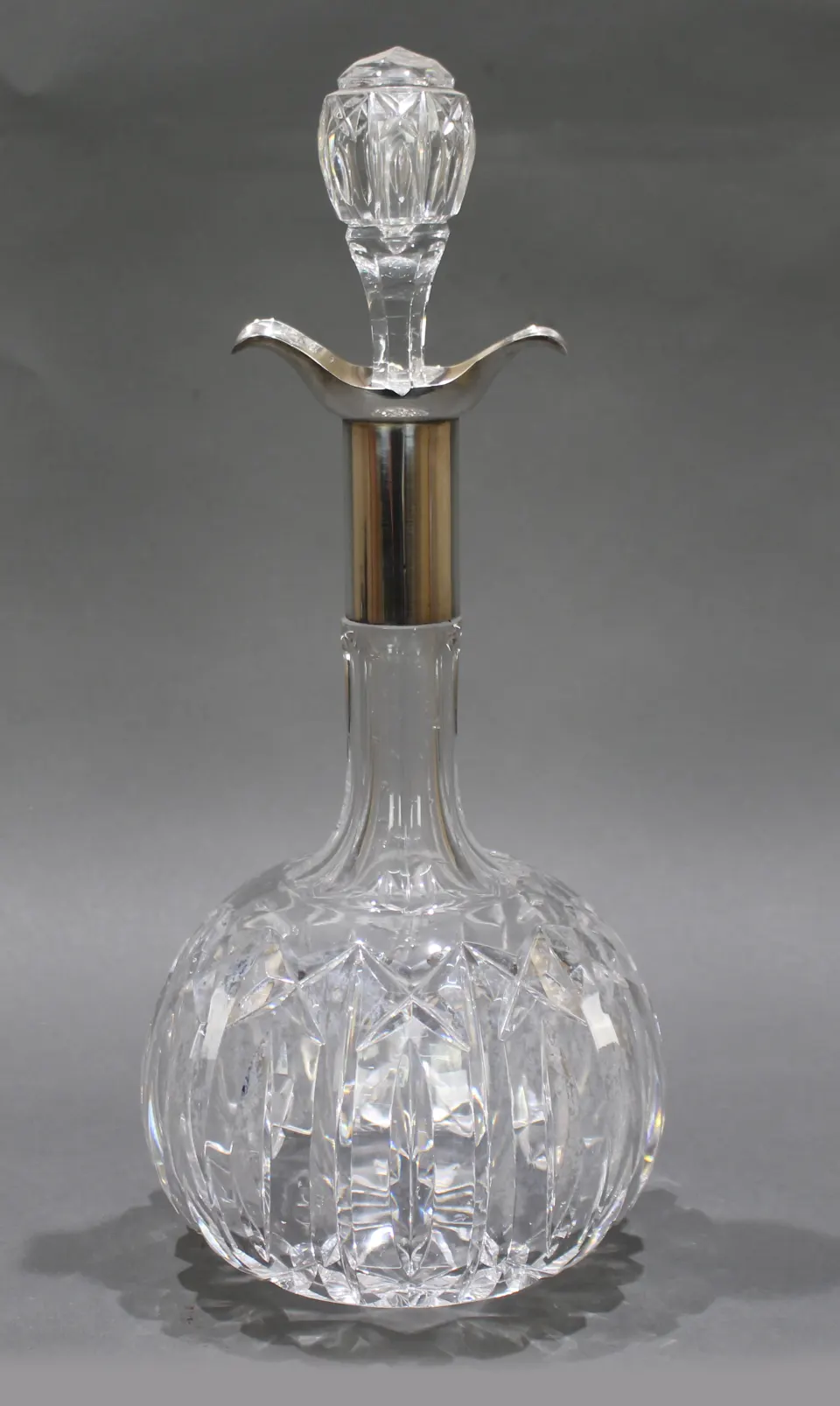 Silver Collared  Cut Glass Decanter 1918