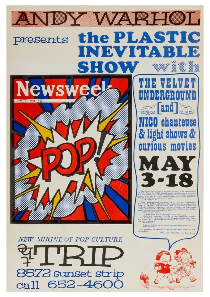 Andy Warhol (b 1928-87) ‘Andy Warhol Plastic Inevitable Show’ Gig Poster, Lithograph, 1967