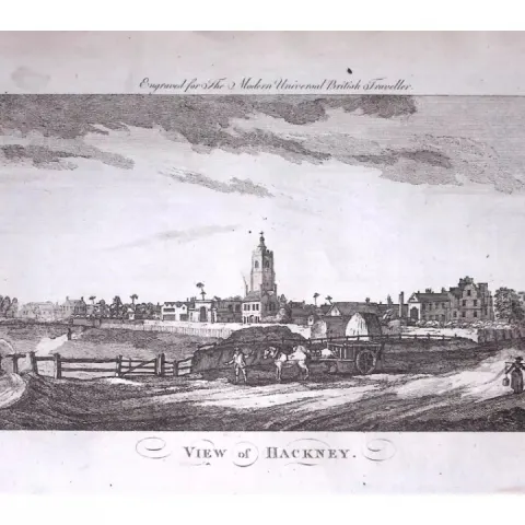 London View of Hackney Rare 247-Year-Old Antique Copperplate Engraving-52-TR