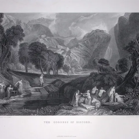 J.M.W Turner The Goddess of Discord Antique Steel Engraving-74-TR