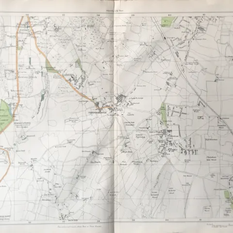 Bacons London & Suburbs Vintage c1926 Map Bromley Common Keston Farnborough.