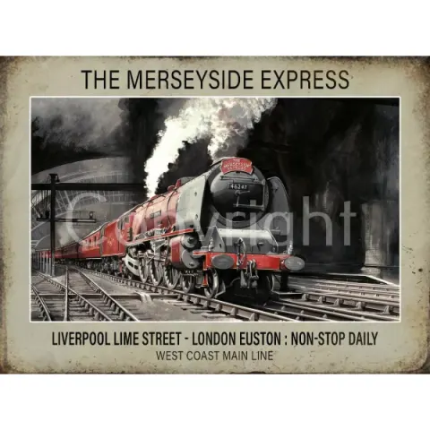 The Merseyside Express Steam Train Nostalgic Large Metal Wall Art