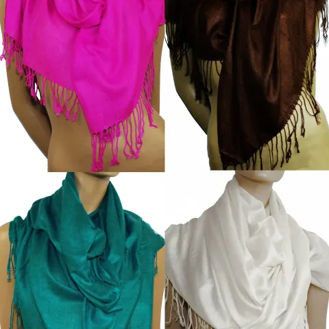 4 x Pashmina Scarves. 30% Silk, 70% Pashmina wool. Lavender, Rust, Sage, Cream/Ivory.  Rrp £60