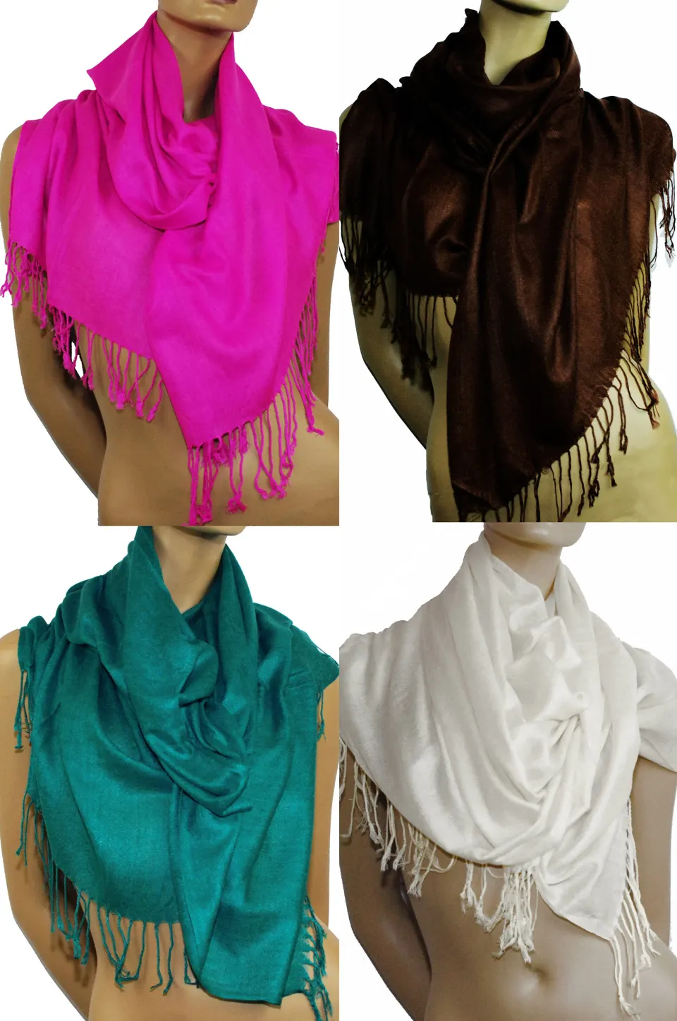 4 x Pashmina Scarves. 30% Silk, 70% Pashmina wool. Lavender, Rust, Sage, Cream/Ivory.  Rrp £60