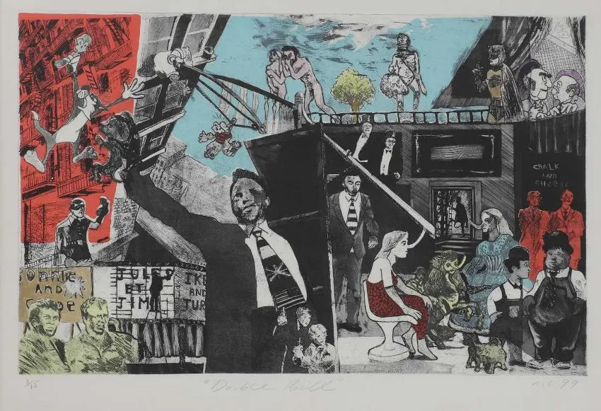 Mark Harris (1972 -) 'DOUBLE BILL'  POP ART Etching in Colours Limited Edition, 1/15, 1999