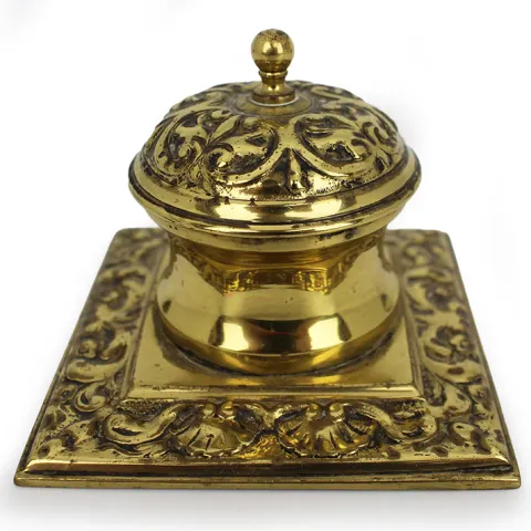 Antique Brass Inkwell