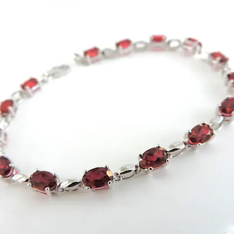 925 Sterling Silver Mystic Crimson Red Topaz Bracelet 'New'