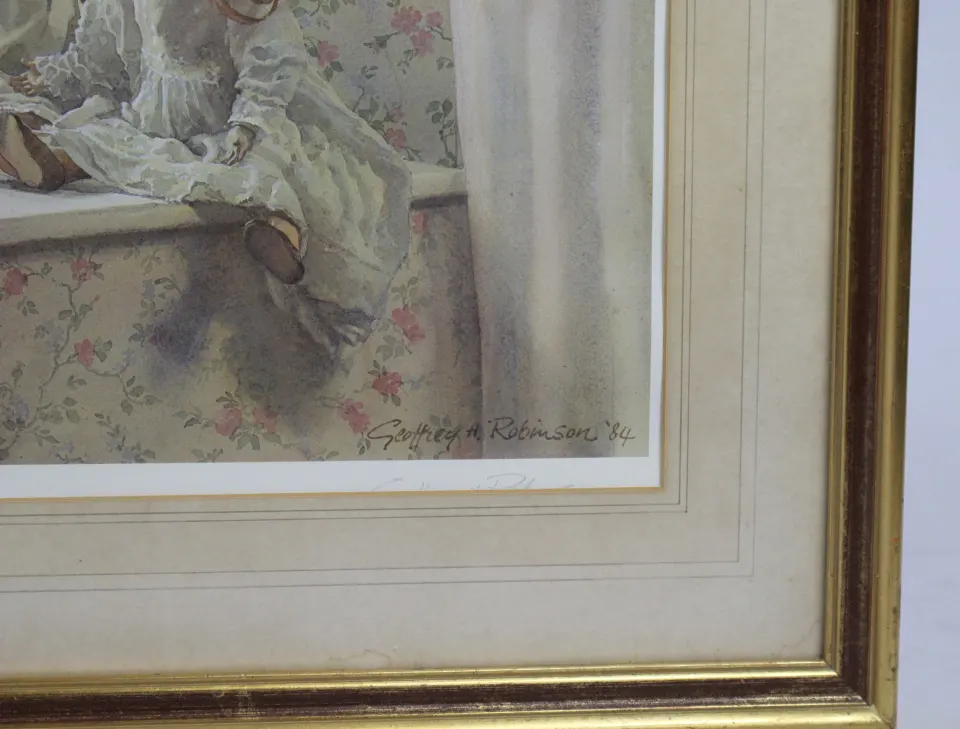 Large Geoffrey Robinson Signed Print Set in Gilt Frame