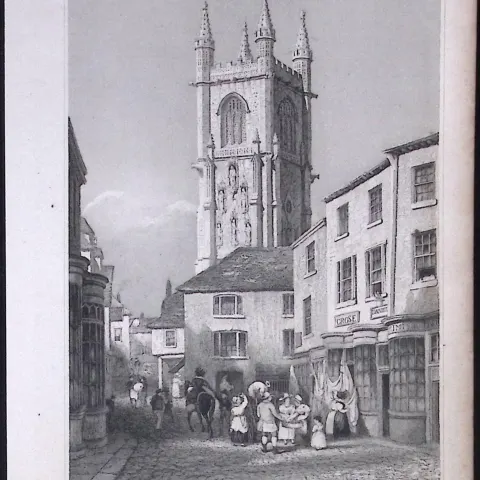 Cornwall St Austell Town Antique 193 Years-Old Steel-Engraving-23